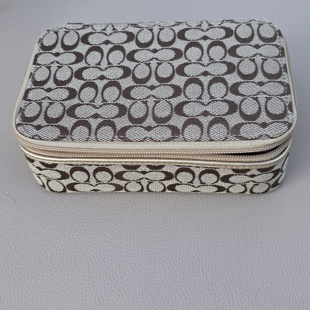 Coach Brown and Cream Patterned Accessory Case